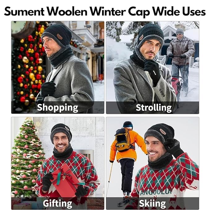 Men's Woolen Beanie Cap & Muffler